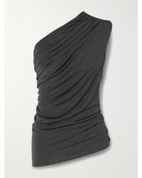 Norma Kamali - Diana One-Shoulder Ruched Stretch-Jersey Top - Lyst
