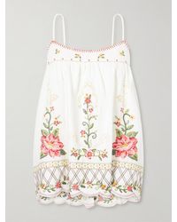 FARM Rio - Floral-Embroidered Linen-Blend Cami - Lyst
