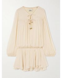 Isabel Marant - Mini-Robe En Crépon De Soie À Fronces Et À Ornements Aliyah - Lyst
