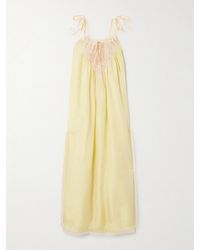 Chloé - Midikleid Aus Habutai-Seide Mit Spitzenbesätzen Und Raffungen - Lyst