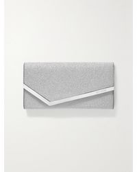 Jimmy Choo - Emmie Clutch Aus Leder Mit Glitter-Finish Und Verzierung - Lyst