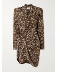 Isabel Marant - Cleora Asymmetric Belted Leopard-Print Stretch-Silk Dress - Lyst