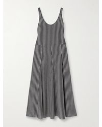 Maria McManus - Pleated Striped Recycled-Crepe De Chine Midi Dress - Lyst