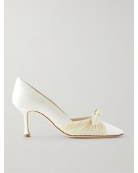 Manolo Blahnik - Terka 70 Bow-embellished Silk-trimmed Satin Pumps - Lyst