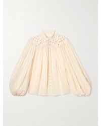 Zimmermann - Coco Bluse Aus Ramie Mit Lochstickerei - Lyst