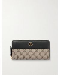 Gucci - Petite Marmont Textured Leather-Trimmed Printed Coated-Canvas Wallet - Lyst