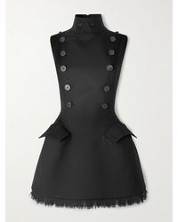 McQueen - Frayed Chiffon-Trimmed Wool-Gabardine Mini Dress - Lyst