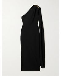 Bottega Veneta - Cape-Effect Embellished One-Shoulder Crepe Midi Dress - Lyst