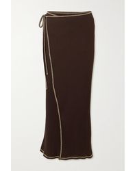 Baserange Brig Ribbed Organic Cotton Maxi Wrap Skirt - Brown