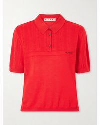 Marni - Patterned Wool And Silk-Blend Knitted Polo Shirt - Lyst