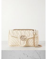 Gucci - Gg Marmont 2.0 Schultertasche Aus Zopfstrick Mit Lederbesätzen Und Kristallen - Lyst