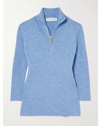 Victoria Beckham - Pullover Aus Einer Gerippten Merinowollmischung Mit Kurzem Reißverschluss - Lyst