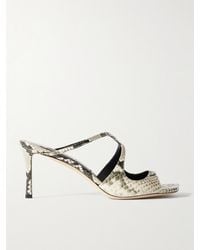 Jimmy Choo - Anise 75 Mules Aus Glanzleder Mit Schlangeneffekt Und Cut-Outs - Lyst