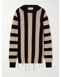 Dries Van Noten - Topic Frayed Striped Open-Knit Sweater - Lyst