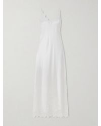 Carine Gilson - Lace-Trimmed Floral-Embroidered Silk-Satin Nightdress - Lyst