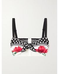 Dolce & Gabbana - Cropped Floral-Print Silk-Twill Bustier Top - Lyst