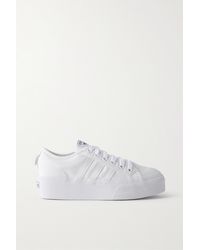 adidas Originals Nizza Sneakers Aus Canvas Mit Lederbesätzen Und Plateau - Weiß