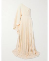 Solace London - Maci One-Shoulder Pleated Chiffon Gown - Lyst