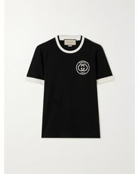 Gucci - T-Shirt Aus Baumwolljersey Mit Stickerei, Grösse - Lyst