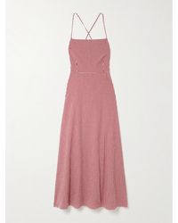 Posse - Lori Open-Back Gingham Cotton-Seersucker Maxi Dress - Lyst