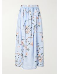 Agua Bendita - Tangelo Embroidered Floral-Print Linen Maxi Skirt - Lyst