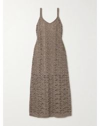 Brunello Cucinelli - Sequin-Embellished Open-Knit Linen-Blend Midi Dress - Lyst