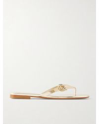 Roger Vivier - Strass B Crystal-Embellished Metallic Leather Sandals - Lyst