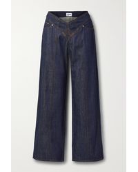 Jean Paul Gaultier Seide Low-Rise-Hose aus Seide in Blau Damen Bekleidung Jeans Jeans mit gerader Passform 