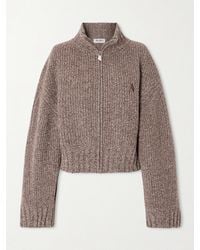 The Attico - Cardigan À Fermeture À Glissière En Laine Et Cachemire Mélangés Côtelés - Lyst