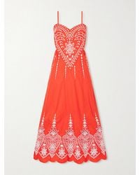 FARM Rio - Heart Broderie Anglaise Cotton Midi Dress - Lyst