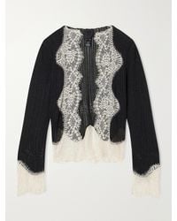 Anna Sui - Lace-Trimmed Jersey Cardigan - Lyst