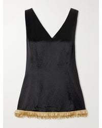 Abadia - Kaia Bead-Embellished Satin Blouse - Lyst