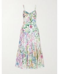 Charo Ruiz - Cael Pleated Paneled Floral-Print Cotton-Blend Voile Midi Dress - Lyst