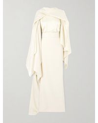 Solace London - Rosalia Robe Aus Satin Und Crêpe Mit Cape-Effekt Und Gürtel - Lyst
