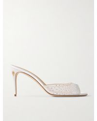 Jennifer Chamandi - Guido 85 Satin-Trimmed Crystal-Embellished Mesh Sandals - Lyst