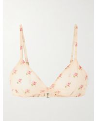 KHAITE - Talita Floral-Print Silk-Chiffon Bralette - Lyst