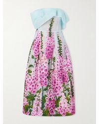 Oscar de la Renta - Off-The-Shoulder Floral-Appliquéd Organza Midi Dress - Lyst