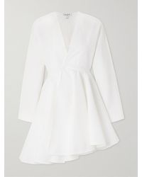 Alaïa - Asymmetric Cotton-Poplin Mini Dress - Lyst