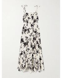 Self-Portrait - Floral-Print Linen And Cotton-Blend Midi Dress - Lyst