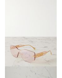 Fendi Graphy Eckige, Rahmenlose Sonnenbrille Aus Azetat Mit Goldfarbenen Details - Natur