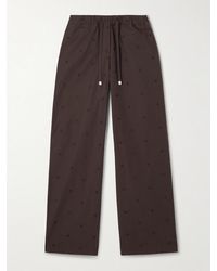 The Attico - Embroidered Cotton-Blend Poplin Wide-Leg Pants - Lyst