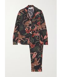 Desmond & Dempsey Printed Organic Cotton Pyjama Set - Black