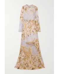 Zimmermann - Luminosity Belted Floral-print Silk-satin Maxi Dress - Lyst
