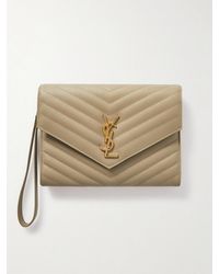 Saint Laurent - Monogramme Quilted Textured-Leather Pouch - Lyst
