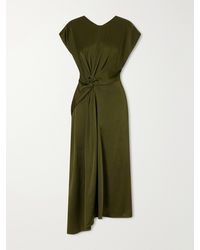 Victoria Beckham - Aria Draped Asymmetric Satin Midi Dress - Lyst