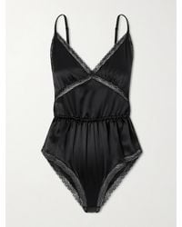Dolce & Gabbana - Lace-Trimmed Silk-Blend Satin Bodysuit - Lyst