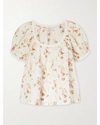 Doen - Frederica Lace-Trimmed Floral-Print Organic Cotton Blouse - Lyst