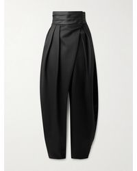 Alaïa - Silk-Trimmed Grain De Poudre Wool-Blend Barrel-Leg Pants - Lyst