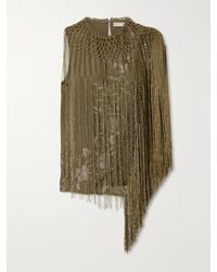 Ulla Johnson - Willa Fringed Embroidered Silk-Crepe De Chine Blouse - Lyst