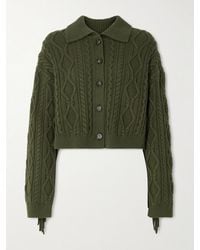 Jonathan Simkhai - Virginia Cropped Fringed Cable-Knit Cotton And Wool-Blend Cardigan - Lyst
